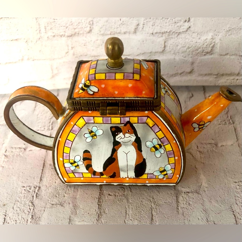 Vintage Kelvin Chen Signed Enameled MiniatureTeapot